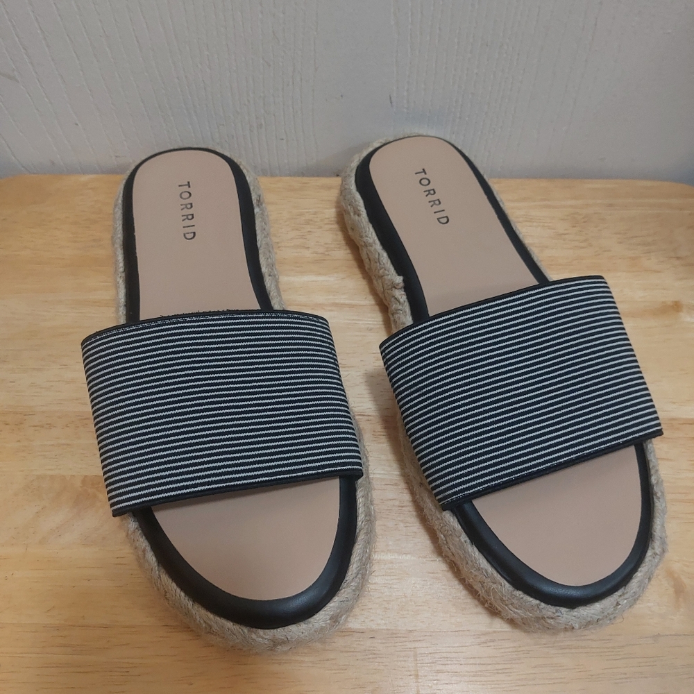 Torrid Women's Blue/White Espadridlles Slides Sandals Size 10WW